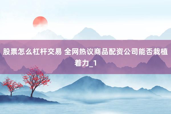 股票怎么杠杆交易 全网热议商品配资公司能否栽植着力_1
