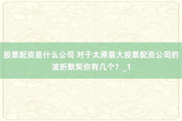 股票配资是什么公司 对于太原最大股票配资公司的波折默契你有几个？_1