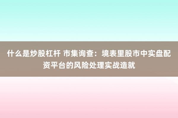 什么是炒股杠杆 市集询查：境表里股市中实盘配资平台的风险处理实战造就